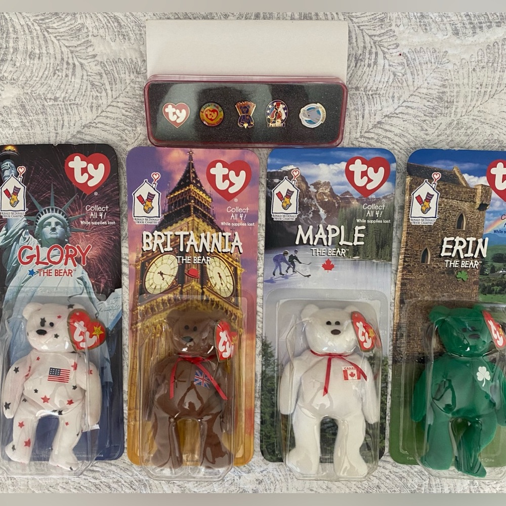 ✔️ RETIRED & RARE TY BEANIE BABY BEARS McDONALDS SET IF 4!  FACTORY SEALED!